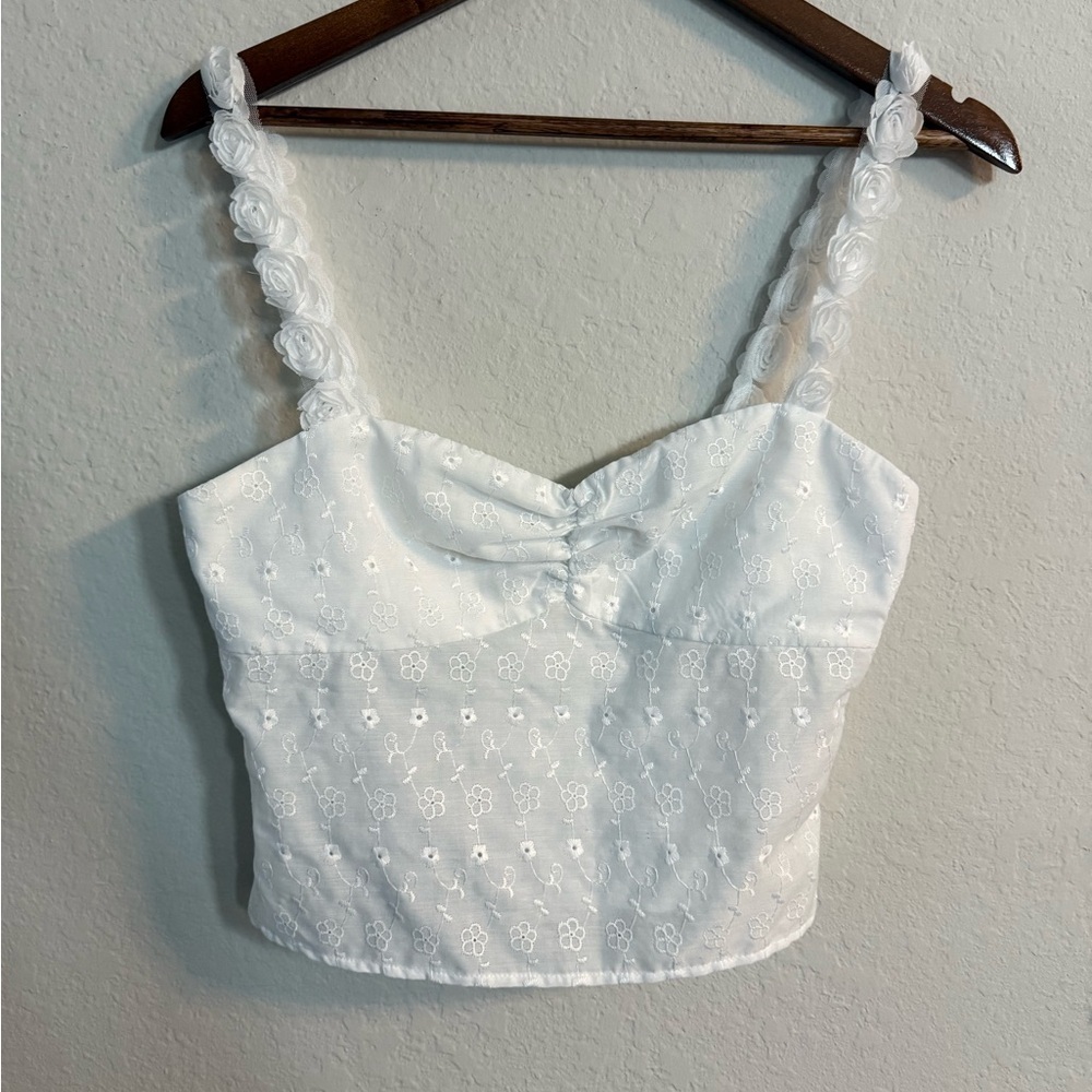 Princess Polly Franca White Floral Embroidered Women's Top - Picture 6 of 11